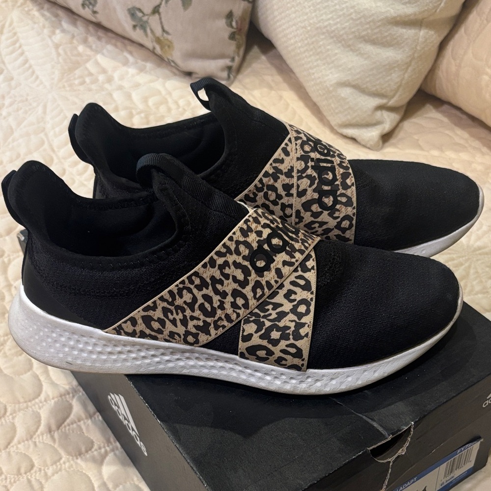 Adidas Women's Black and Brown Leopard Sneakers - Picture 2 of 2